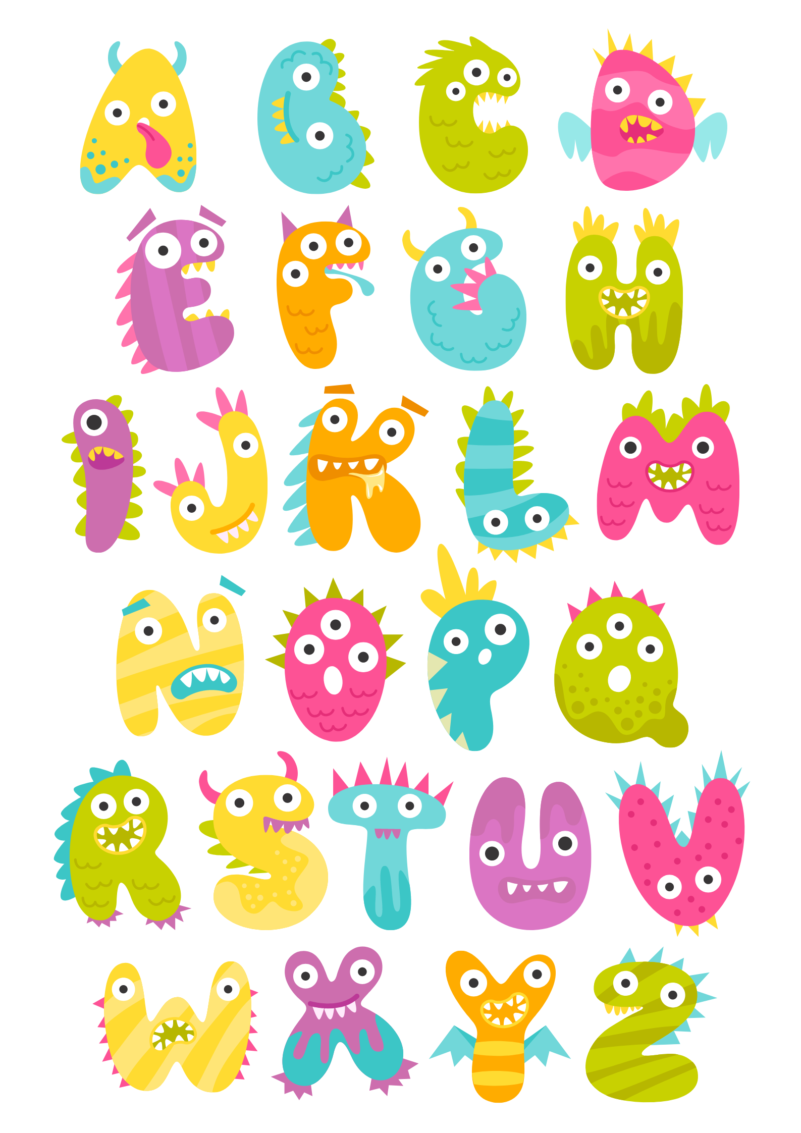 Poster alphabet monstres