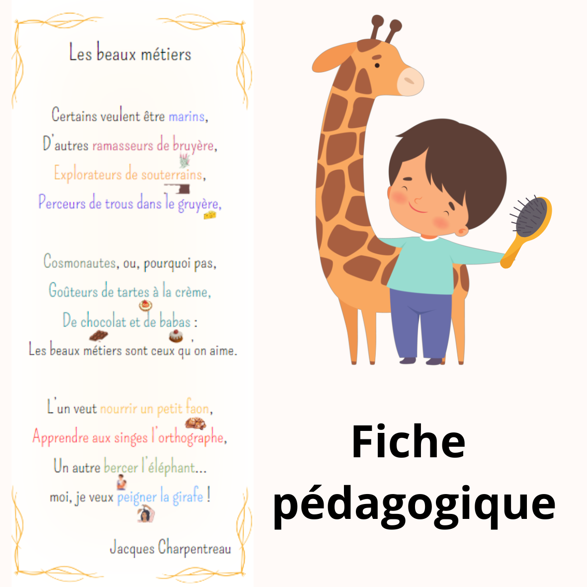 Fiche pédagogique, Les beaux métiers de Jacques Charpentreau, FLE, FLAM, sur Tutwi